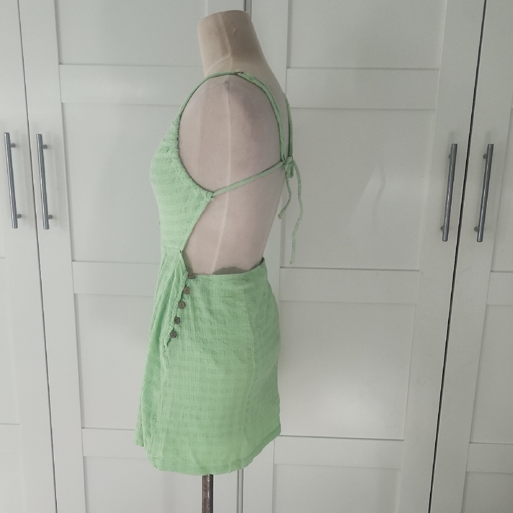 Free People Lime Green Open Back Mini Dress Size Medium - Picture 2 of 6